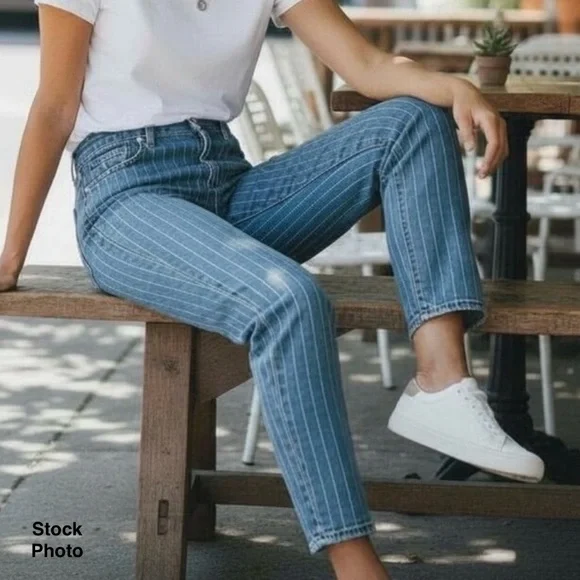 Madewell The Perfect Vintage Crop Jean High-Rise Pinstripe Edition L3915 (32) - Picture 14 of 16